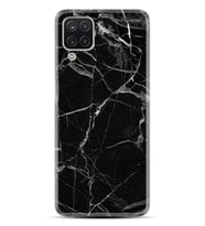 Kılıfland Samsung Galaxy A12 Kılıf Desenli Silikon Resimli Kapak Fragile Black Mermer Kılıf 1378