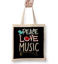 Cute Peace Love Music Hippie Hipster Festival Bez Çanta Uzun Saplı