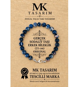 GERÇEK SODALİT TAŞI ERKEK BİLEKLİK MK.8000.009 - RAHATLIK-DİNGİNLİK-ENERJİ- STRES BİLEKLİĞİ-RENKLERİ BOYA DEĞİLDİR -KENDİ RENGİDİR