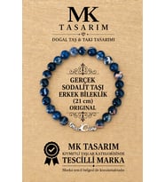 GERÇEK SODALİT TAŞI ERKEK BİLEKLİK MK.8000.009 - RAHATLIK-DİNGİNLİK-ENERJİ- STRES BİLEKLİĞİ-RENKLERİ BOYA DEĞİLDİR -KENDİ RENGİDİR