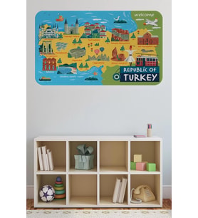 Eğitici Ve Öğretici Cocuk Odası Türkiye Haritası Duvar Sticker-60x105-3871