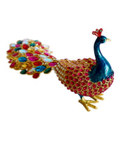 Kristal Taşlı Tavus Kuşu Biblo ve Mücevher Kutusu – 12x22x9 cm, Hediyelik Dekoratif Figür (Sarı, Kırmızı, Mavi, Karışık Renk Seçenekleriyle) (Kristal Mavi)