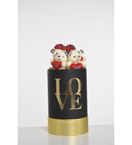 Love Silindir Kutuda Peluş Beyaz Ayıcıklar ve Kalp