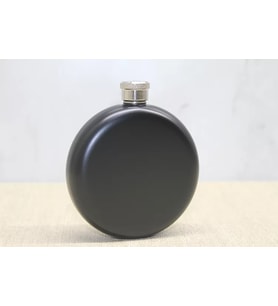 Yuvarlak Tekli Matara 5 Oz Siyah (Krem)