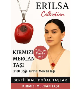 Sertifikalı Ham İşlenmemiş Kırmızı Mercan Doğal Taş Kolye – Tutku Canlılık Enerji Taşı (Çok Renkli)