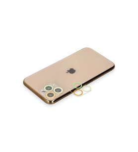 Newface Apple iPhone 11 Pro Max Renkli Kamera Lens Koruma Cam - Sarı-Turuncu