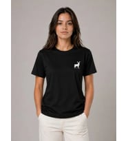 Minimal Geyik Logolu Tişört Bisiklet Yaka Kısa Kol Yazlık T-Shirt - Siyah