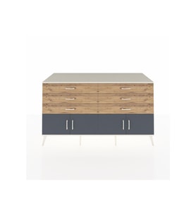 Kronos Konsol 2 Raflı 6 Çekmeceli 4 Kapaklı 176x59x99 Aytaşı-Antrasit/Çam