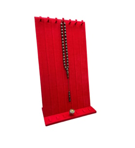 Keten Kumaş Kırmızı Renk 45/25 Cm Ayaklı Tırnaklı Tesbih Yüzük Kombin Sergileme Standı (A.Kırmızı)
