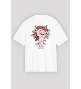8 Mart Dünya Kadınlar Günü Baskılı Oversize Bisiklet Yaka T-shirt - Beyaz
