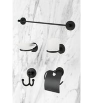 Siyah 5'li Set Uzun Havluluk/Diş Fırçalık/Çatal Askı/Sabunluk/Tuvalet Kağıtlığı WC