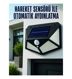 Mey İthalat® Hareket Sensörlü Güneş Enerjili Duvar Lambası Dış Mekan İçin Güçlü LED Aydınlatma