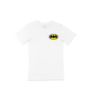 Sarı Batman Logolu Cep Logo Tasarımlı Beyaz Tişört