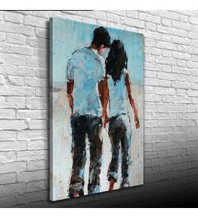 Elele Yürüyen Sevgililer Yağlıboya Kanvas Tablo 50 x 70
