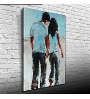 Elele Yürüyen Sevgililer Yağlıboya Kanvas Tablo 50 x 70