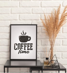 Coffee Time Yazılı Çerçeve Görünümlü MDF Tablo