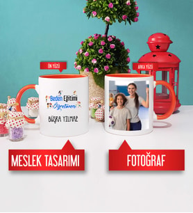Beden Eğitimi Öğretmenine Hediye Beden Eğitimi Öğretmeni Kupa Bardak Turuncu Fotoğraflı