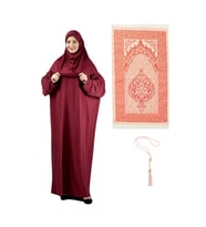 Namaz Elbisesi Eşarp Seccade Tesbih Set, İslami Giyim Takım Ferace Turban Şal
