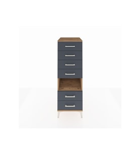Kronos Dolap Tek Raflı 6 Çekmeceli 44x59x134 Çam-Antrasit