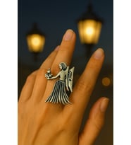 Başak Burcu Simgeli Unisex Ayarlanabilir Metal Yüzük