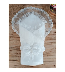 Bebek Dış Kundak Battaniyesi Dantelli Lüks Bebek Kundağı Unisex Hastane Çıkışı Mevlütlük Battaniye