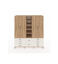 Kronos Dolap 9 Raflı 10 Çekmeceli 2 Askılı 220x59x243 Çam-Çam/Aytaşı