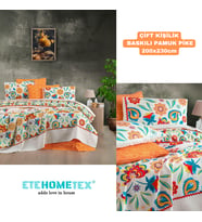 ETEHOMETEX ÇİFT KİŞİLİK BASKILI PAMUK PİKE KARNAVAL  8696474231845