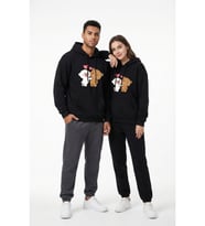 Nevermind Unisex Oversize Hoodie Kalpli Figür Baskılı (Siyah)