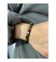 Unisex - Akik Taşı Ile Tasarlanmış Metal Detaylı Çok Zarif Doğal Taş Bileklik  Handmade