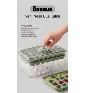 Bas-Çıkar Buz Kalıbı 56 Adet Buz Kapasiteli Kapaklı Saklama Kutulu