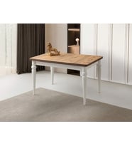 Yandan Açılır Büyüyen Yemek Masası Meşe-Beyaz 80x120cm SADECE MASA FİYATIDIR