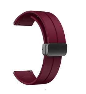 Huawei GT2 46mm 22mm Uyumlu Kordon Silikon Metal Mıknatıslı Toka Zore KRD-84 Kayış (Mürdüm)