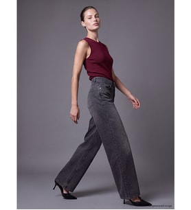 LCWAIKIKI Classic Gri Wideleg Kadın Jean Pantolon
