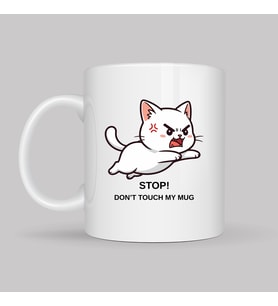 Northcity Stop Don’t Touch My Mug Yazılı Kedi Tasarımlı Kupa Model 211 Komik Baskılı Seramik Kahve Kupası