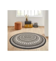 Eliana Home Baskılı, Yıkanabilir Kaymaz Taban Yuvarlak Halı LNA7004 120x120 cm (Kahverengi)