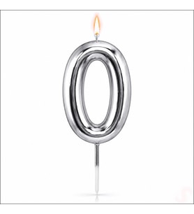 0 Rakam Mum Gümüş - 10 cm