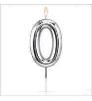 0 Rakam Mum Gümüş - 10 cm