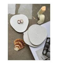 Oval Çizgisel Taş Tozu Dekoratif Obje/Bardak Altlığı 3’lü