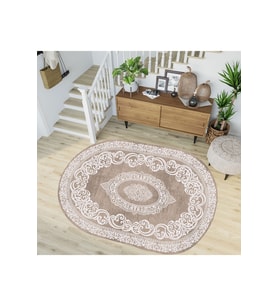 Eliana Home Baskılı, Yıkanabilir Kaymaz Taban Oval Halı TYC00515952016 100x150 cm (Kahverengi)