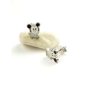 mickey mouse figürlü gümüş mineli minimal küpe