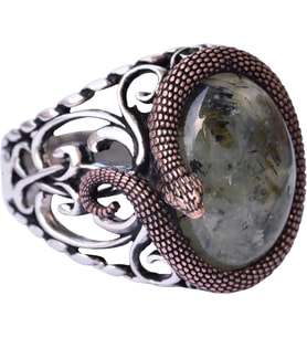925 Ayar Katı Gümüş Erkek Yüzük Doğal Taşlarla - El Yapımı Şıklık (Prehnite Jade Taşı)