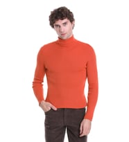 Hatemoğlu Turuncu Slim Fit Fitilli Balıkçı Yaka Yünlü Triko Kazak