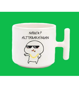 Naber Alt Tabaka İnsan Espirili Baskılı T Kupa Bardak