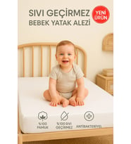 SUVAY %100 Pamuklu Sıvı Geçirmez Bebek Ve Çocuk Yatak Koruyucu Alez, Park Beşik, Kreş Anaokulu Alezi (Beyaz)