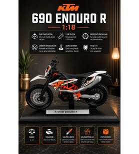 KTM 690 Enduro R 1:18 Ölçek Die-Cast Metal Motosiklet Maketi Sergi Standlı Koleksiyonluk Motor Lisanslı