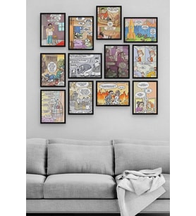Karikatür 12 Parça Ahşap Mdf Tablo Tgtb1284
