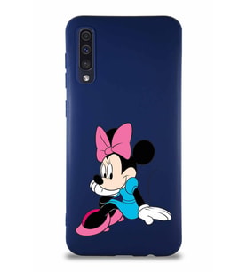 Samsung Galaxy A30S Soft Premier Kapak Minnie Mouse-E Tasarımlı Silikon Kılıf - Lacivert (Şeffaf)