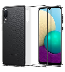 Spigen Galaxy A02 / Galaxy M02 ile Uyumlu Kılıf Liquid Crystal 4 Tarafı Tam Koruma Crystal Clear