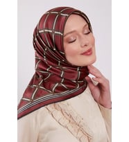 Levidor Kristal Eşarp Baklava Desen Bordo