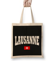 Lausanne With Switzerland Flag Bez Çanta Uzun Saplı